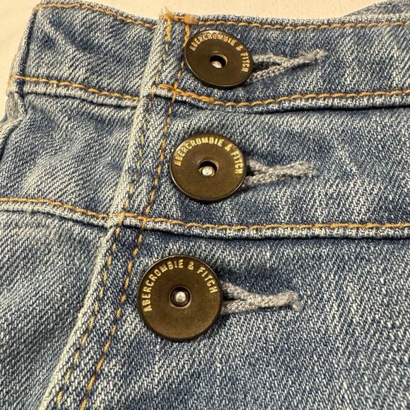 Vintage Abercrombie Fitch Y2K Stretch Double Button Front Jean Shorts Sz 12 31W - Picture 8 of 16